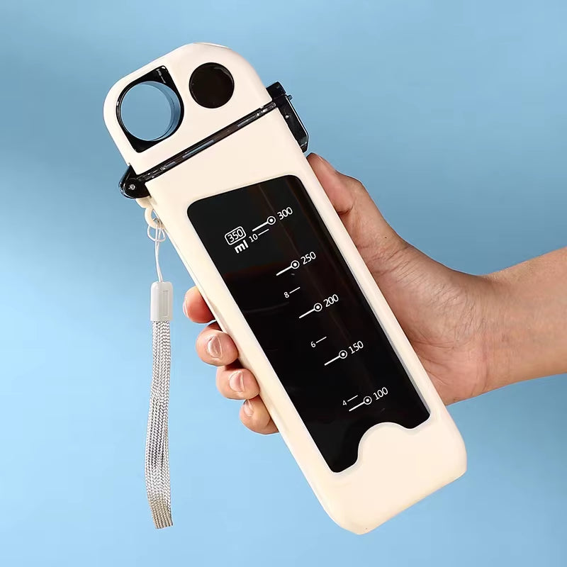 1Pc 350Ml Sports Water Bottle, Square Portable Plastic Water Bottle, Fitness Cup, Outdoor Sports Water Bottle