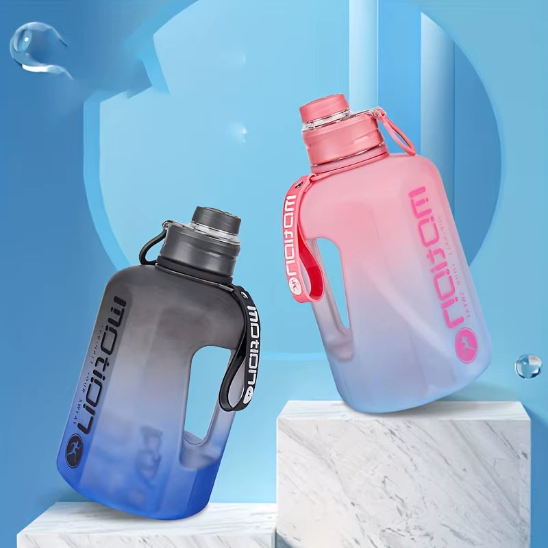 1Pc, Water Bottle, Sports Water Bottle with Handle, Plastic Water Bottle, Gradient Color Large Capacity Water Bottle, Frosted Fa